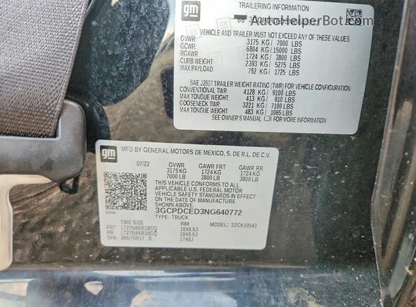 3GCPDCED3NG640772 2022 CHEVROLET SILVERADO Black Widok komory silnika