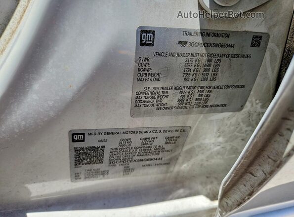 3GCPDCEK5NG650444 2022 CHEVROLET SILVERADO White Widok komory silnika