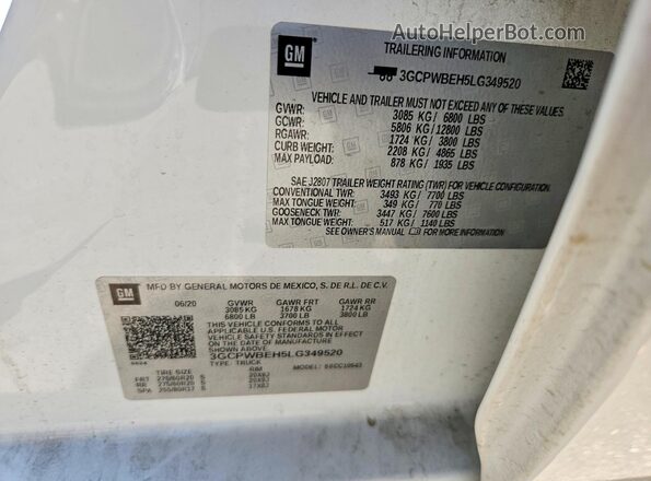 3GCPWBEH5LG349520 2020 CHEVROLET SILVERADO White Widok komory silnika