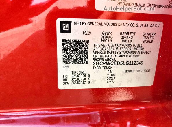 3GCPWCED5LG112349 2020 CHEVROLET SILVERADO Красный Вид подкапотного пространства