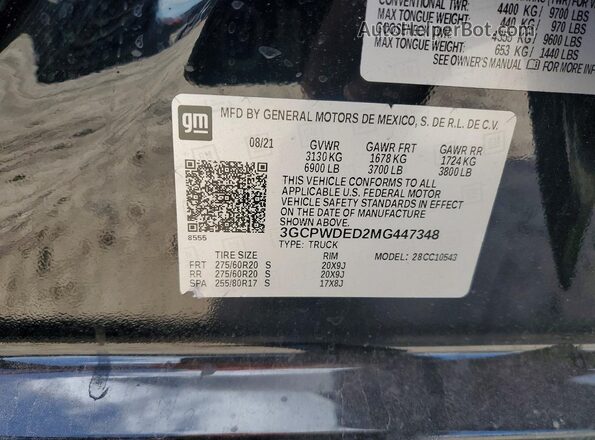 3GCPWDED2MG447348 2021 CHEVROLET SILVERADO Black Вид підкапотного простору