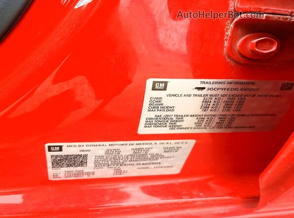 3GCPYFED6LG402501 2020 CHEVROLET SILVERADO Red Вид підкапотного простору