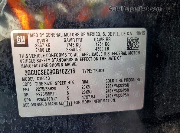3GCUCSEC9GG102216 2016 CHEVROLET SILVERADO Black Widok komory silnika