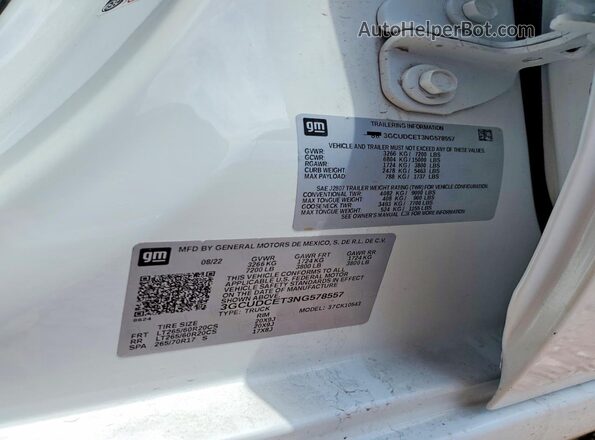3GCUDCET3NG578557 2022 CHEVROLET SILVERADO White Շարժիչի բաժամունքի տեսք