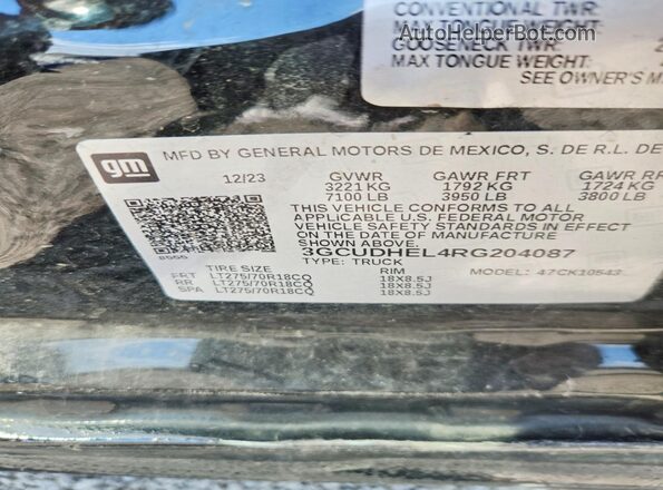 3GCUDHEL4RG204087 2024 CHEVROLET SILVERADO Черный Вид подкапотного пространства