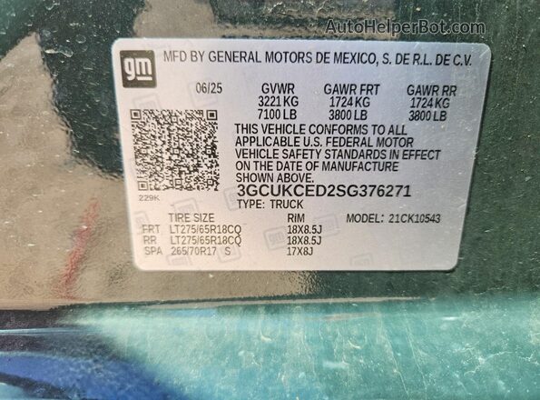 3GCUKCED2SG376271 2025 CHEVROLET SILVERADO Green Вид підкапотного простору