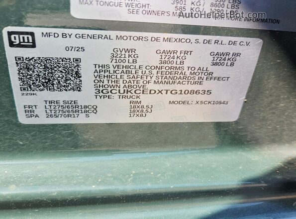 3GCUKCEDXTG108635 2026 CHEVROLET SILVERADO Green Widok komory silnika