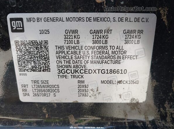 3GCUKCEDXTG186610 2026 CHEVROLET SILVERADO Черный Вид подкапотного пространства