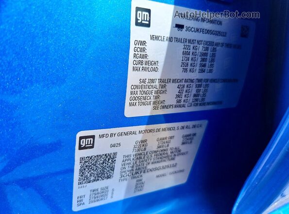 3GCUKFED0SG325112 2025 CHEVROLET SILVERADO Blue Widok komory silnika