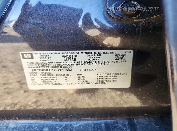 3GCUKREC1GG169582 2016 CHEVROLET SILVERADO Gray Vista del compartimento del motor