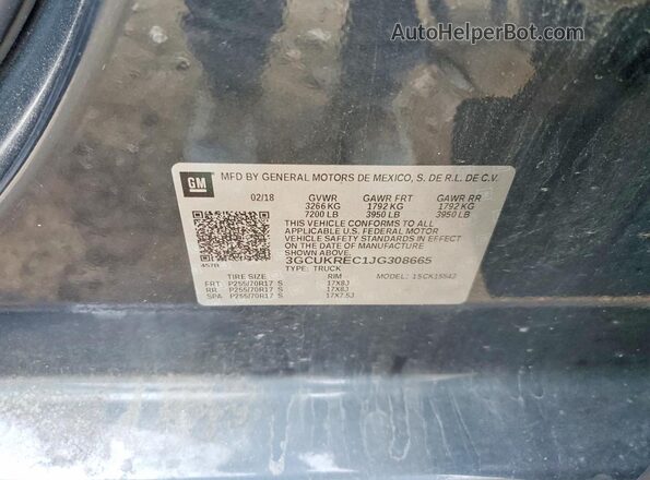 3GCUKREC1JG308665 2018 CHEVROLET SILVERADO Gray Շարժիչի բաժամունքի տեսք