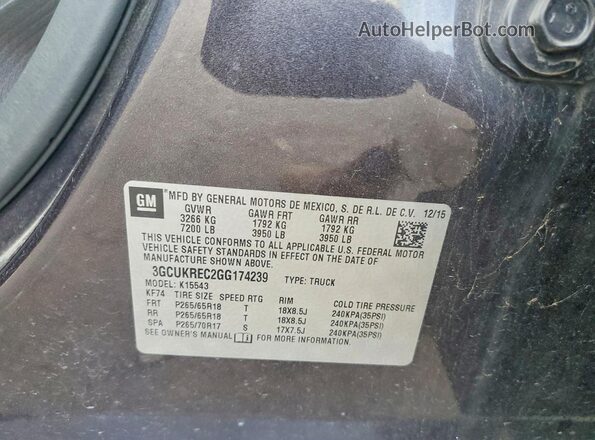 3GCUKREC2GG174239 2016 CHEVROLET SILVERADO Gray Engine compartment view