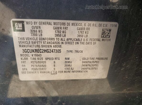 3GCUKREC2HG247305 2017 CHEVROLET SILVERADO Charcoal Engine compartment view