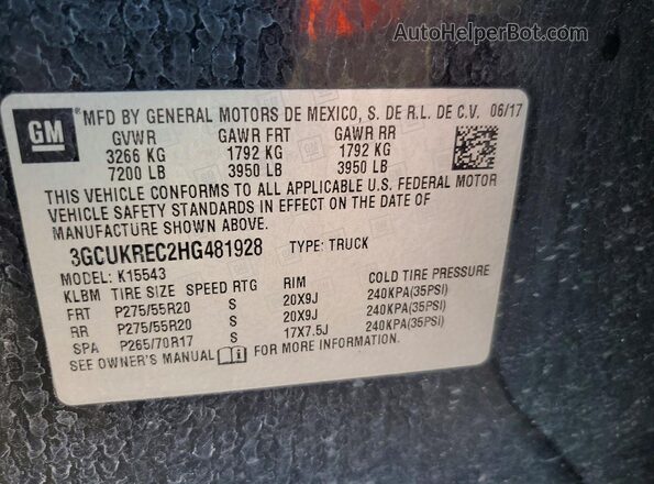 3GCUKREC2HG481928 2017 CHEVROLET SILVERADO Black Engine compartment view