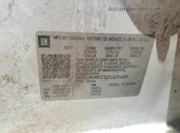3GCUKREC3JG176430 2018 CHEVROLET SILVERADO White Вид наклейки з VIN-кодом