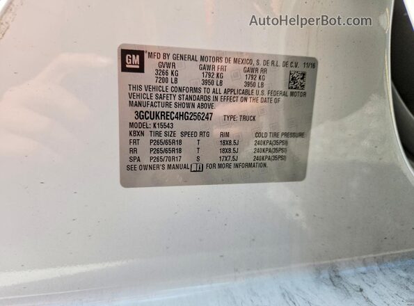 3GCUKREC4HG256247 2017 CHEVROLET SILVERADO White Engine compartment view