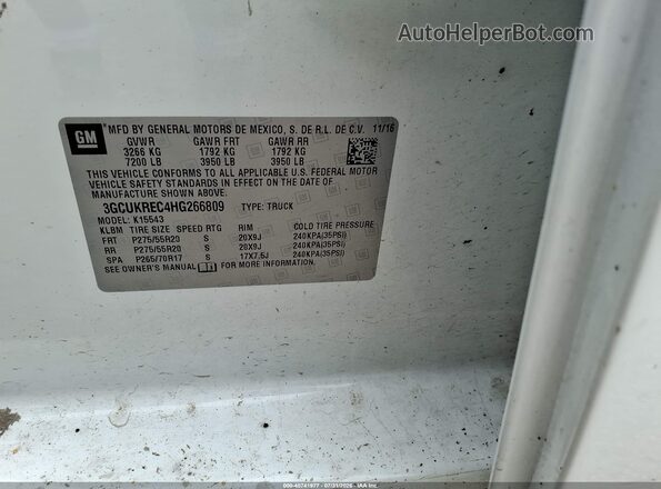 3GCUKREC4HG266809 2017 CHEVROLET SILVERADO White ძრავის განყოფილების ხედი