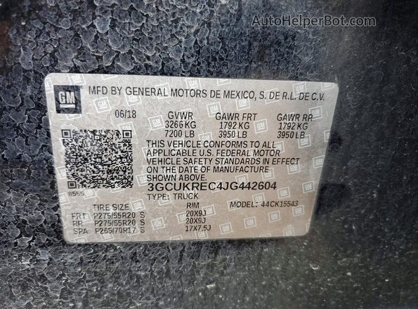 3GCUKREC4JG442604 2018 CHEVROLET SILVERADO Black Вид підкапотного простору