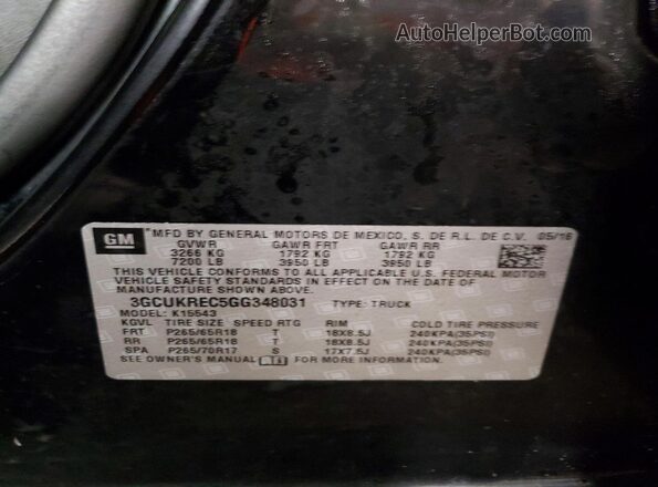3GCUKREC5GG348031 2016 CHEVROLET SILVERADO Black 