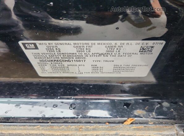 3GCUKREC5HG115817 2017 CHEVROLET SILVERADO Black Widok komory silnika
