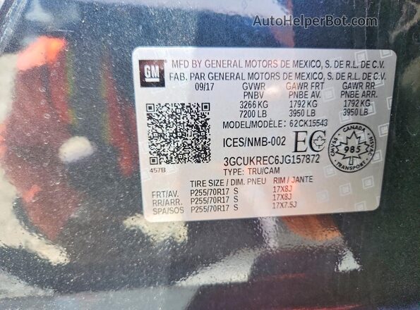 3GCUKREC6JG157872 2018 CHEVROLET SILVERADO Gray Widok komory silnika