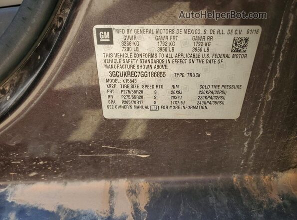 3GCUKREC7GG186855 2016 CHEVROLET SILVERADO Brown ძრავის განყოფილების ხედი