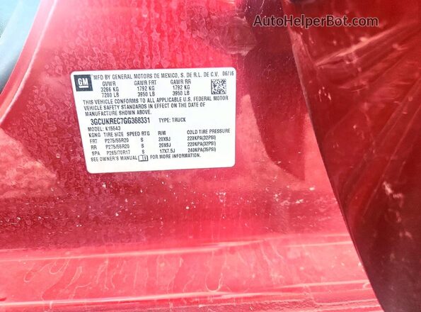 3GCUKREC7GG368331 2016 CHEVROLET SILVERADO Burgundy Vista del compartimento del motor