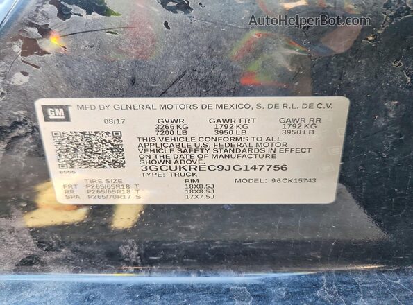 3GCUKREC9JG147756 2018 CHEVROLET SILVERADO Black Вид підкапотного простору