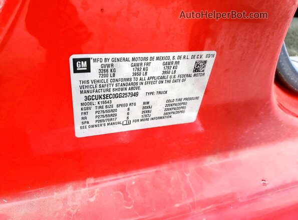 3GCUKSEC0GG257949 2016 CHEVROLET SILVERADO Красный 