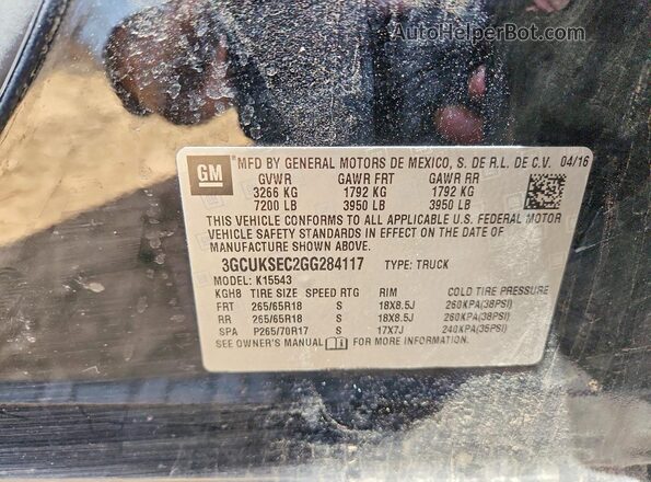 3GCUKSEC2GG284117 2016 CHEVROLET SILVERADO Black Вид підкапотного простору