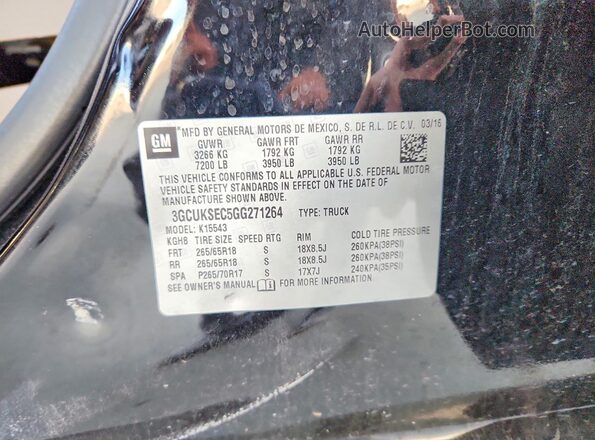 3GCUKSEC5GG271264 2016 CHEVROLET SILVERADO Черный Вид подкапотного пространства