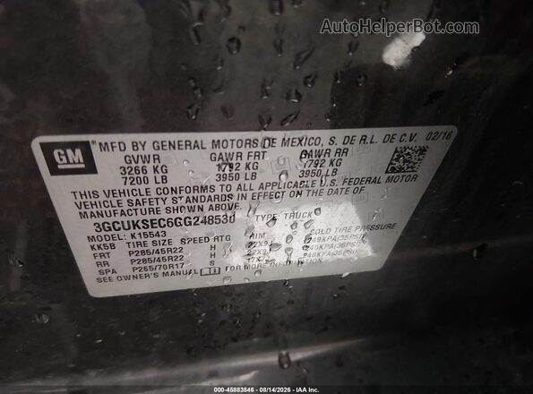 3GCUKSEC6GG248530 2016 CHEVROLET SILVERADO Gray Вид підкапотного простору