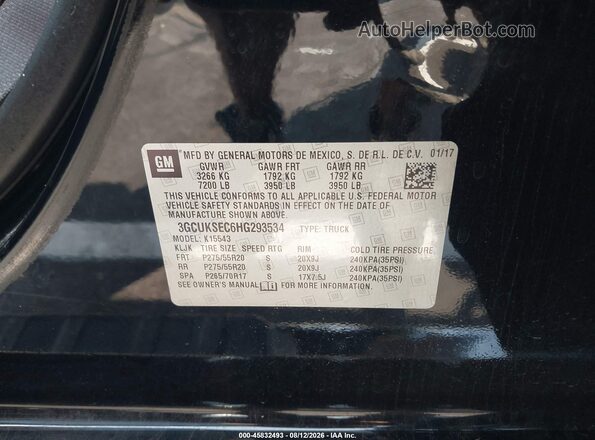 3GCUKSEC6HG293534 2017 CHEVROLET SILVERADO Black Vista del compartimento del motor