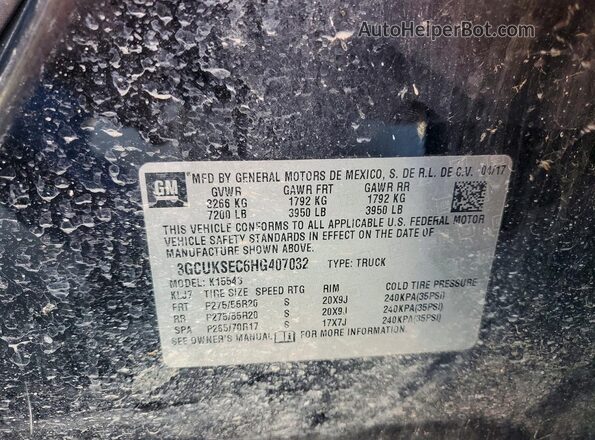 3GCUKSEC6HG407032 2017 CHEVROLET SILVERADO Черный Вид подкапотного пространства