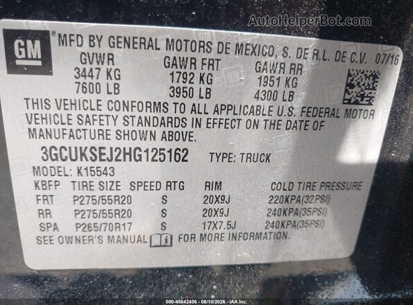 3GCUKSEJ2HG125162 2017 CHEVROLET SILVERADO Black Вид підкапотного простору