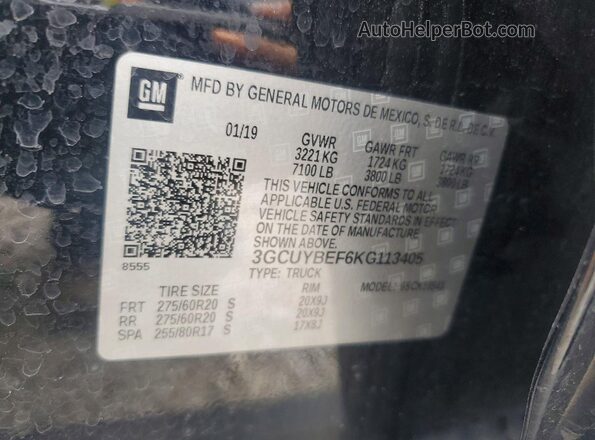 3GCUYBEF6KG113405 2019 CHEVROLET SILVERADO Черный Вид подкапотного пространства
