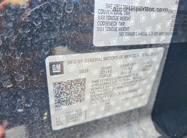 3GCUYEED2LG159492 2020 CHEVROLET SILVERADO Black Շարժիչի բաժամունքի տեսք