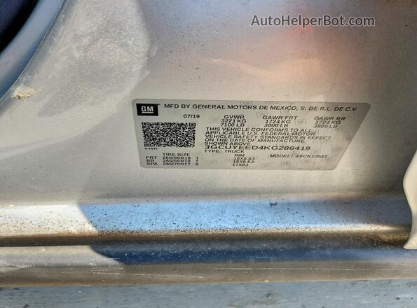 3GCUYEED4KG286419 2019 CHEVROLET SILVERADO Silver Շարժիչի բաժամունքի տեսք