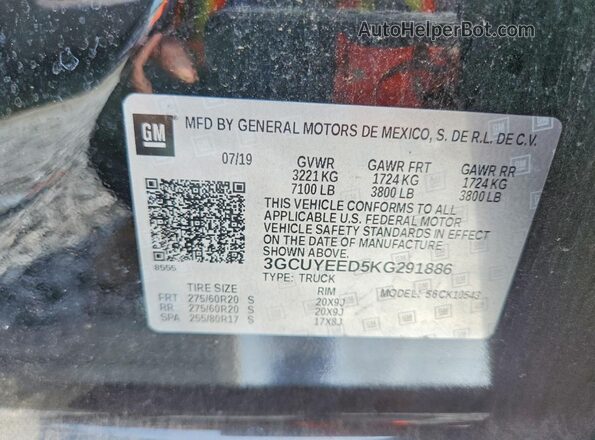3GCUYEED5KG291886 2019 CHEVROLET SILVERADO Black Engine compartment view