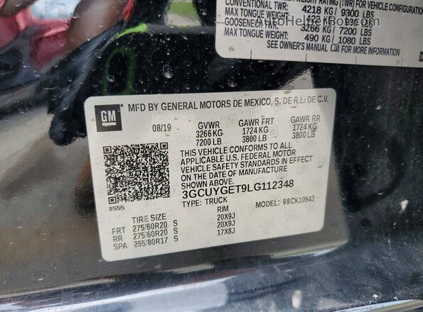 3GCUYGET9LG112348 2020 CHEVROLET SILVERADO Black Vista del compartimento del motor