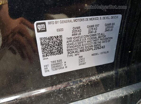 3GKALMEG0PL226243 2023 GMC TERRAIN Black VIN կոդի պիտակի տեսք