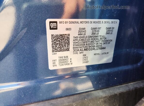 3GKALMEG1RL176844 2024 GMC TERRAIN Blue Vista interior de 360 grados