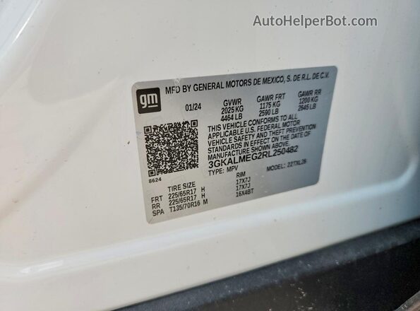3GKALMEG2RL250482 2024 GMC TERRAIN White Вид підкапотного простору