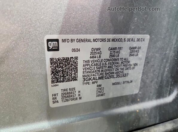 3GKALMEG2RL351537 2024 GMC TERRAIN Silver 360 interior view