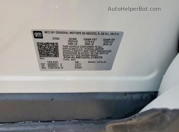 3GKALMEG2RL378379 2024 GMC TERRAIN Белый Вид наклейки с VIN-кодом