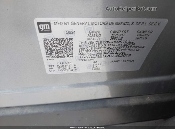 3GKALMEG2RL402079 2024 GMC TERRAIN Gray Вид підкапотного простору