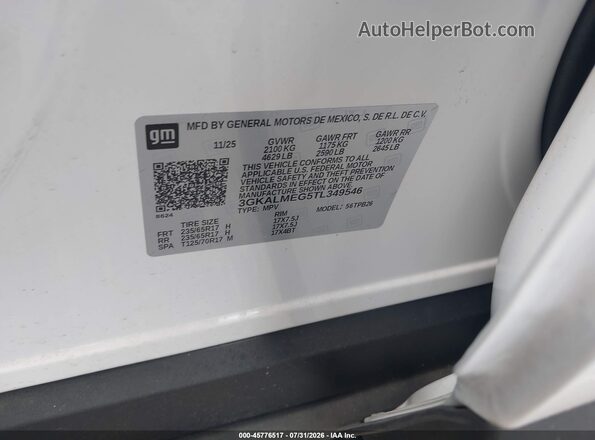 3GKALMEG5TL349546 2026 GMC TERRAIN White Widok komory silnika
