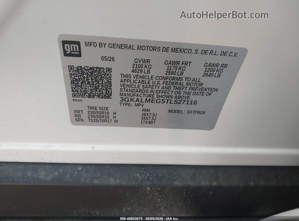 3GKALMEG5TL527116 2026 GMC TERRAIN White Vista del compartimento del motor