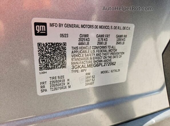 3GKALMEG6PL272062 2023 GMC TERRAIN Silver Սալոնի 360 աստիճան տեսք