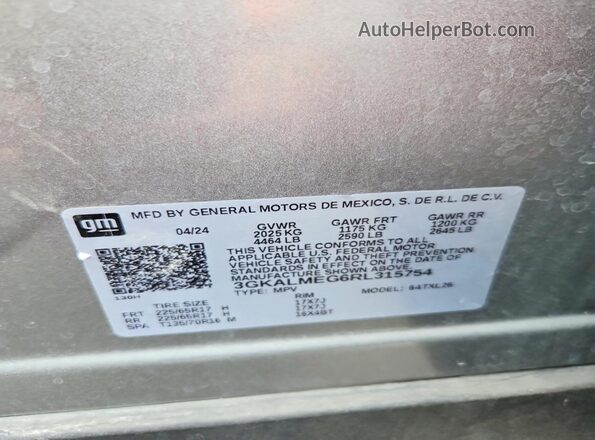 3GKALMEG6RL315754 2024 GMC TERRAIN Gray Շարժիչի բաժամունքի տեսք